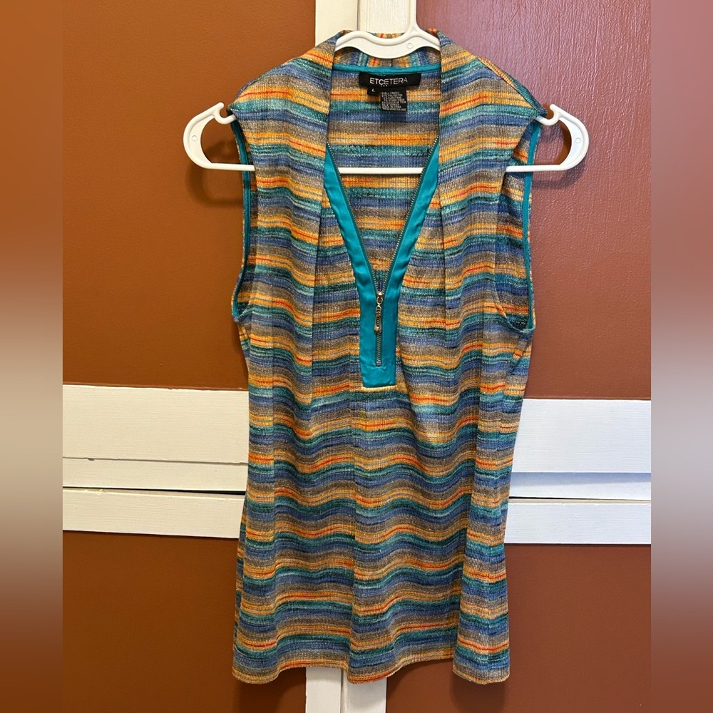 Etcetera Vibrant Striped Sleeveless Top - Size L